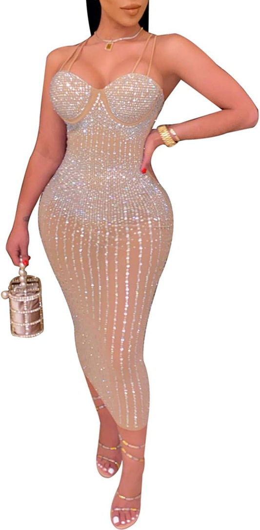 Elevate Your Style with Our Women’s Long Sleeve Rhinestone Birthday Dress - Perfect for Parties and Night Outs!