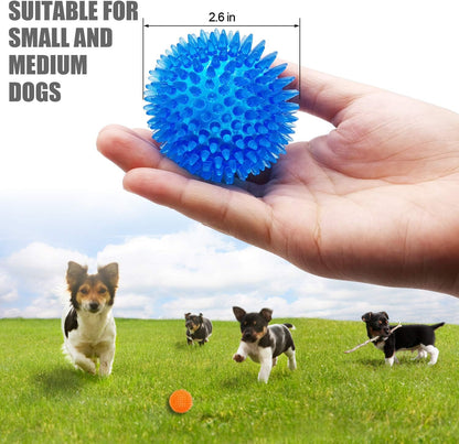 Squeaky Balls for Small Medium Dogs - Interactive Puppy Toys, Durable Chew Toy for Cleaning Teeth, Rubber Pet Teething Ball