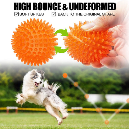 Squeaky Balls for Small Medium Dogs - Interactive Puppy Toys, Durable Chew Toy for Cleaning Teeth, Rubber Pet Teething Ball