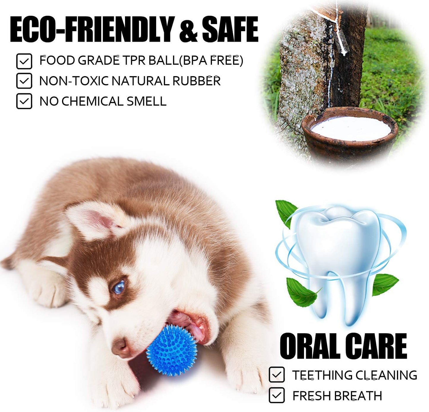 Squeaky Balls for Small Medium Dogs - Interactive Puppy Toys, Durable Chew Toy for Cleaning Teeth, Rubber Pet Teething Ball