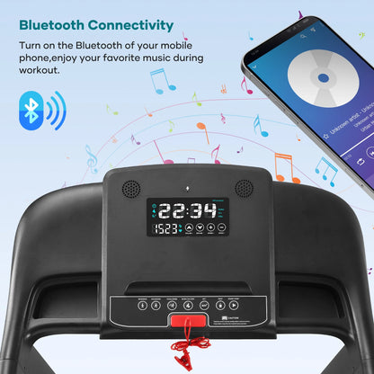 Treadmill with Auto Incline Bluetooth Voice Control 17 in Wide Electric Treadmill Folding Machine 15 Level Auto 8.8 Mhp Speed for Home Use Gifts