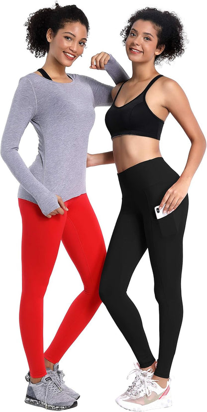 25"/26"/27"/28" Inseam Women'S Basic/Out Pockets High Waist Yoga Pants Stretchy Workout Pants