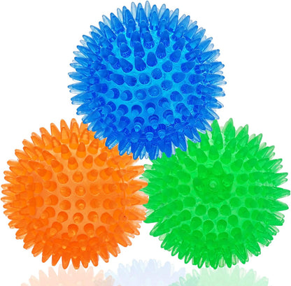 Squeaky Balls for Small Medium Dogs - Interactive Puppy Toys, Durable Chew Toy for Cleaning Teeth, Rubber Pet Teething Ball