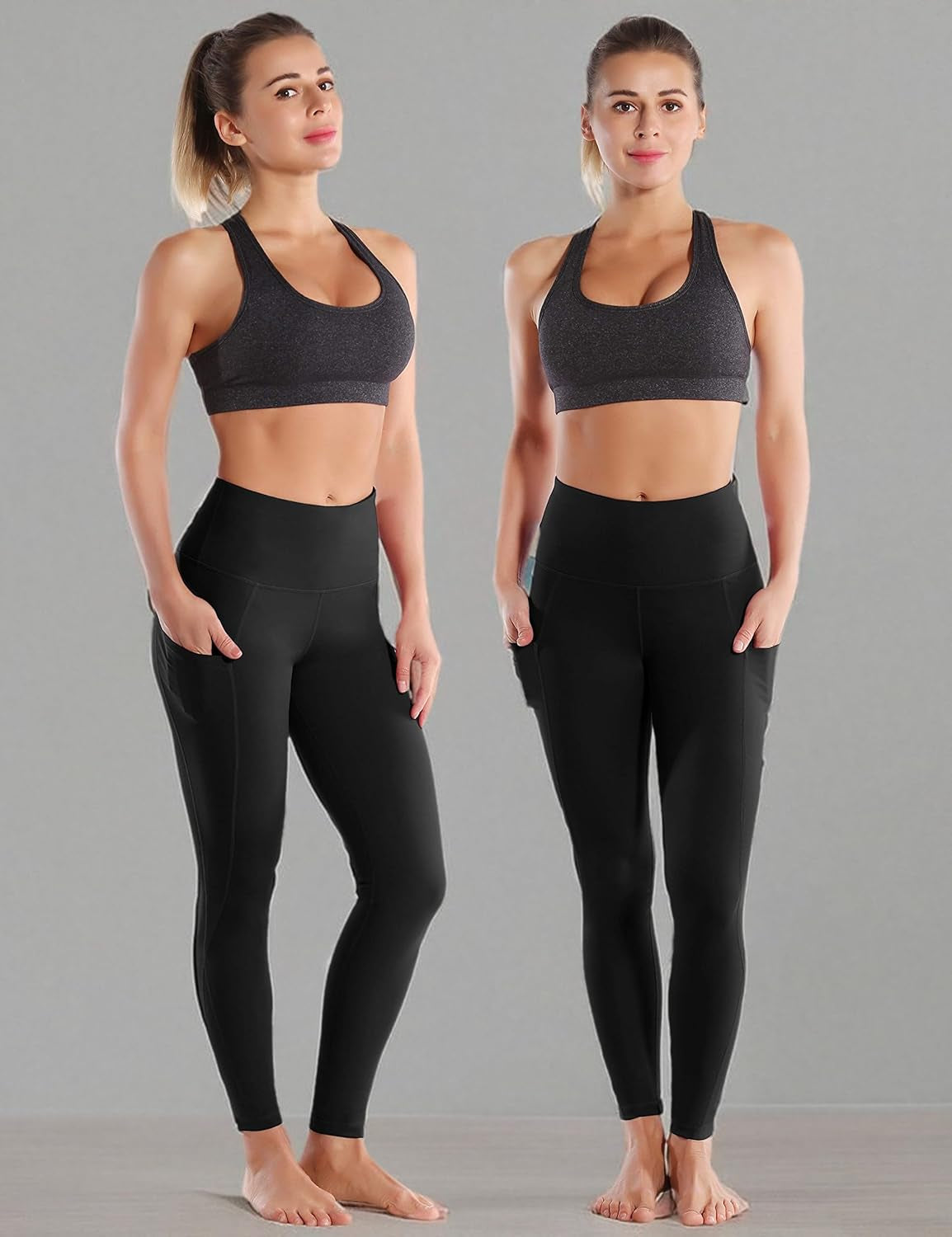 25"/26"/27"/28" Inseam Women'S Basic/Out Pockets High Waist Yoga Pants Stretchy Workout Pants