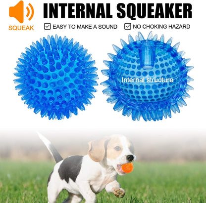 Squeaky Balls for Small Medium Dogs - Interactive Puppy Toys, Durable Chew Toy for Cleaning Teeth, Rubber Pet Teething Ball
