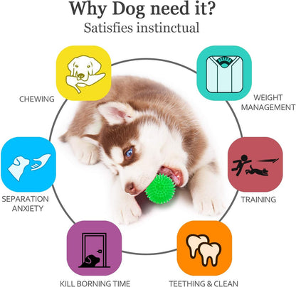 Squeaky Balls for Small Medium Dogs - Interactive Puppy Toys, Durable Chew Toy for Cleaning Teeth, Rubber Pet Teething Ball